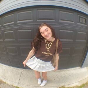 embroidered Dark Brown Short Sleeve Tee